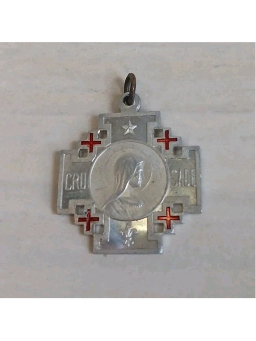 Vintage Blessed Virgin Mary Crown of Thorns Jesus Christ IHS Medal